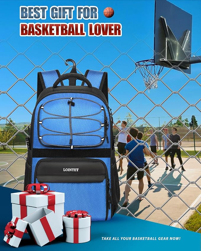 Basketball Bag Backpack with Ball Holder Shoes Compartment, Large Basketball Accessories Sports Bag