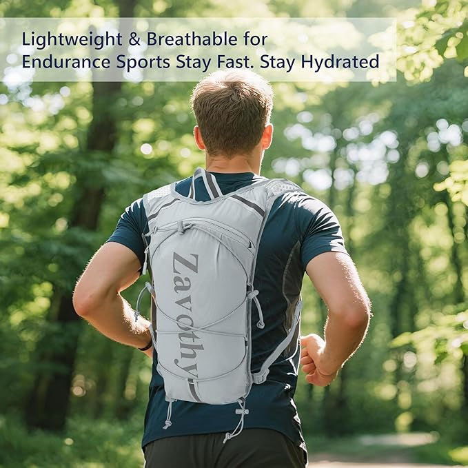 Zavothy Hydration Running Vest for Men & Women β Lightweight 1.5L Hydration Pack with Phone Pockets, Water Bottle Holders, Reflective Strips, Rain Cover β Trail Running, Cycling, Marathon