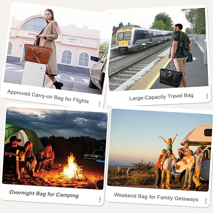 weiatas Faux Leather Travel Duffel Bag for Women Men, Large Weekender Overnight Bag with Shoes Compartment, Waterproof Carry On Bag Travel Tote Bag Gym Bag with Luggage Strap (Black)