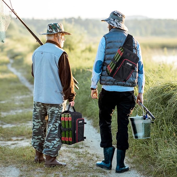 Goture OpenSide Fishing Sling Tackle Storage Bag with 3 3700 Tackle Boxes, Lightweight Fishing Backpack Storge Fishing Gear - Black Bag for Fishing,Gift for men