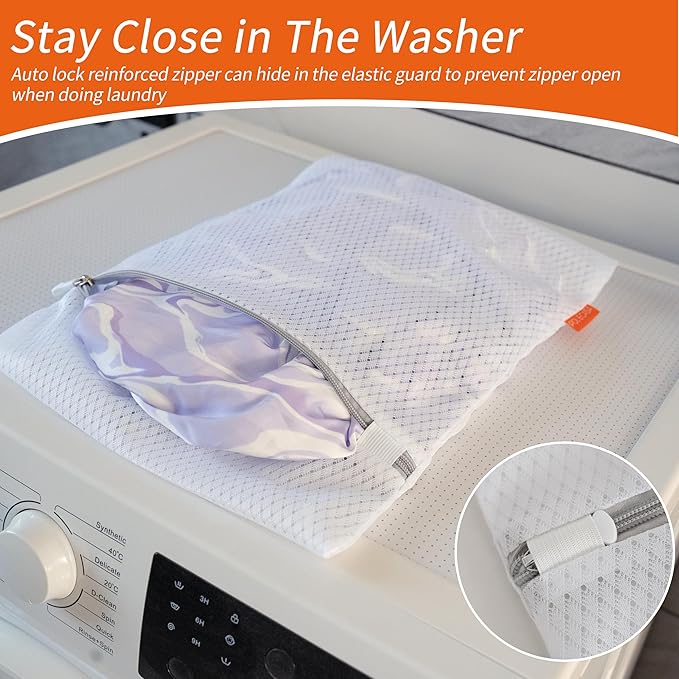 Polecasa 3Pcs Extra Durable 125g Diamond Mesh Laundry Bags with Sturdy Zipper, Larger Holes, Variety Sizes for all Your Delicates, Bras, Baby Clothes, Travel Essentials (1 Large, 1 Medium, 1 Small)