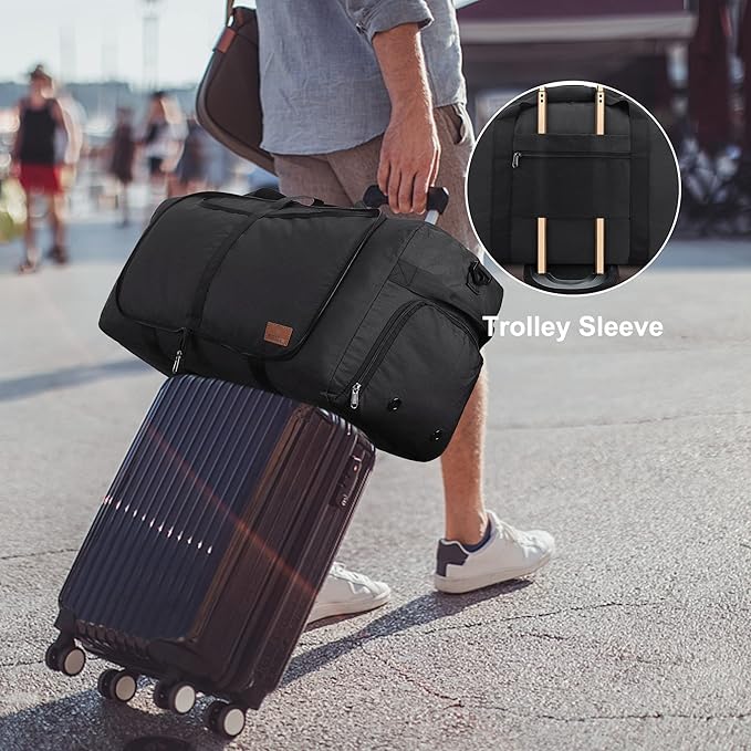 100L Duffle Bag for Travel, Extra Large Foldable Waterproof Travel Duffel Bags Weekender Overnight Bag for Men and Women with Shoe Compartment