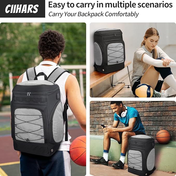 Basketball Backpack Bag Large Sports Bag with Separate Ball holder & Shoes compartment, Best for Basketball, Soccer,Volleyball,Gym