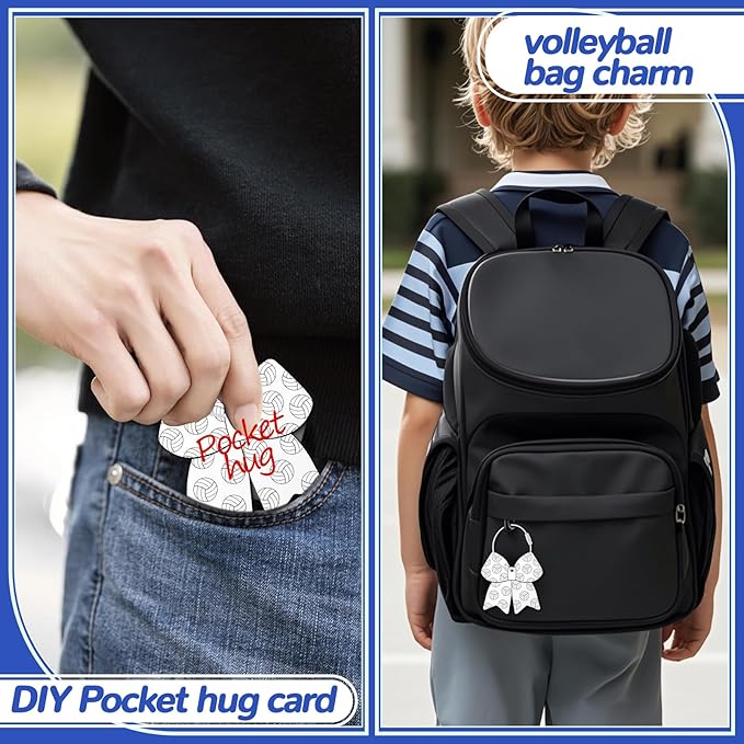 12 Pcs Volleyball Bow Luggage Tags for Volleyball Travel Suitcase Labels with Metal Ring 2.75in Volleyball-Related Keychain PVC Name ID Card and DIY Pocket Hug Card for Men Women Travel Bag Suitcase