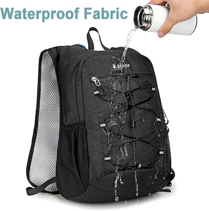 BOVIP Lightweight Hydration Back,15L Multipurpose Hiking Backpack with 1.5L Water Bladder ,Hydro Water Daypack for Cycling Hiking Rave for Men Women