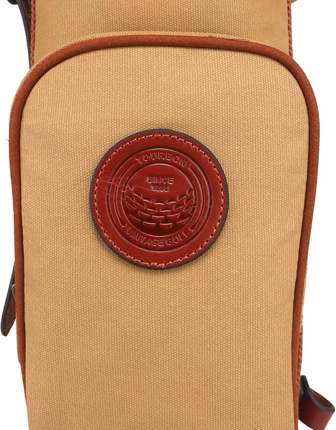 Tourbon Vintage Golf Club Carry Bags Travel Case - Canvas and Leather