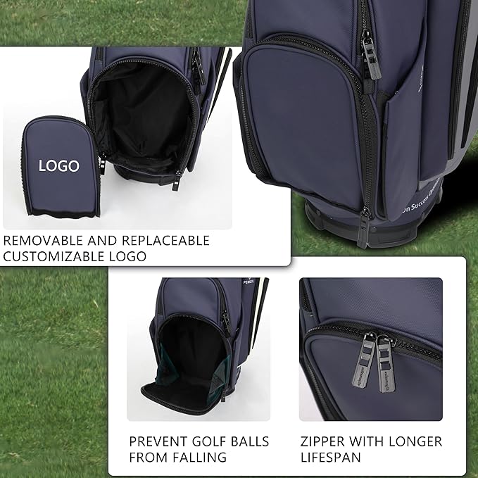 PU Leather Lightweight Men Women Blue White Black Green Golf Bag,Multiple 10 Pockets 14-Way Dividers Cooler Pouch Golf Cart Bag