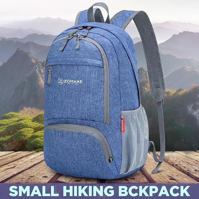 ZOMAKE Ultra Lightweight Packable Backpack 20L,Small Foldable Backpacks Hiking Water Resistant Collapsible Daypack for Women Men(Dark Blue-B2)