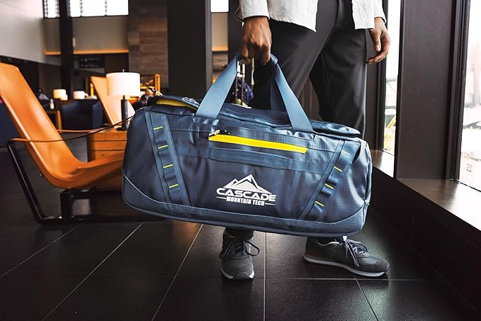 Cascade Mountain Tech 60L Duffle Bag, Convertible Travel Duffel Bag for Men Women, Water Resistant & Tear Resistant