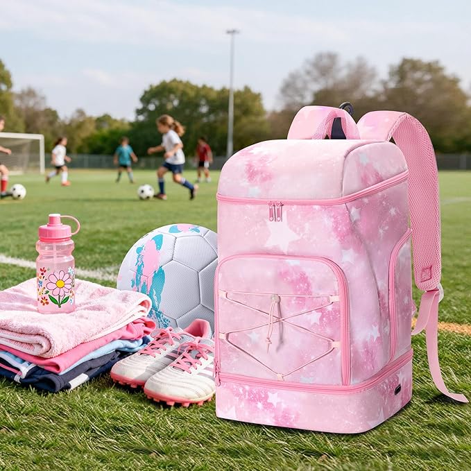 Soccer Backpack for Girls with Separate Ball Pocket and Shoe Compartment, Sports Bags for Soccer, Basketball, Volleyball