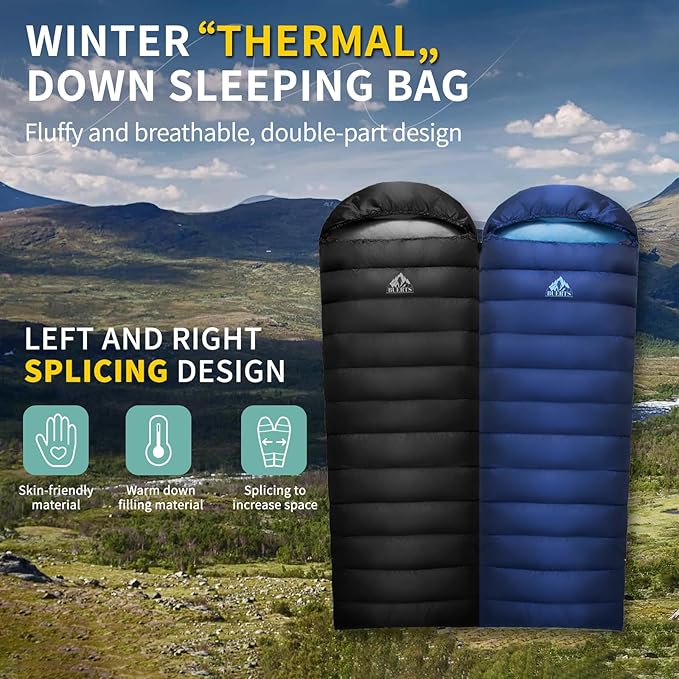 Down Sleeping Bag for Adults. 680FP Ultralight Portable, Backpacking Sleeping Bag for Hiking, Camping, Mountaineering, expeditions and Backpacking. with Compression Sack