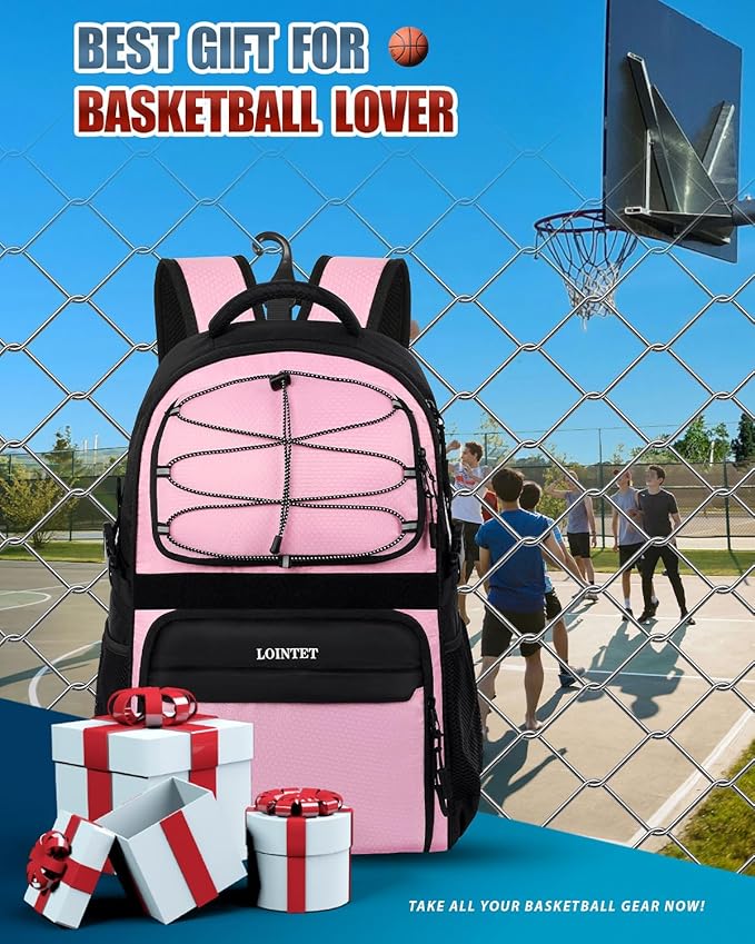 Basketball Bag Backpack with Ball Holder Shoes Compartment, Large Basketball Accessories Sports Bag
