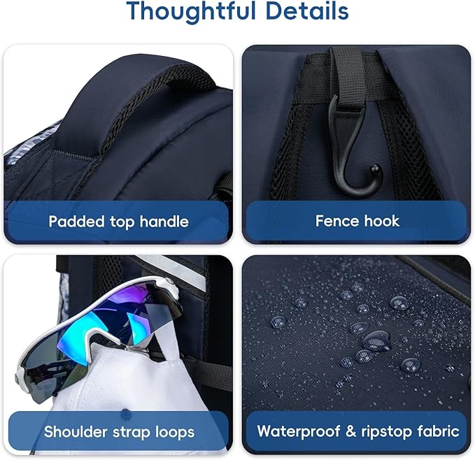 Baseball Bag for Youth | Softball Backpack 50L Large Capacity with Shoe Compartment and 4 Bat Holders | Nova Flare Series