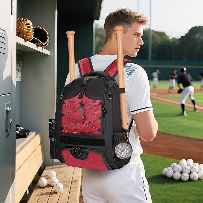 ANILD 30L Youth Baseball Backpack, Bat Backpack for Baseball with Separate Shoes Compartment, Baseball Equipment Bag with Fence Hook, Suitable for Baseball, T-Ball, Softball and More