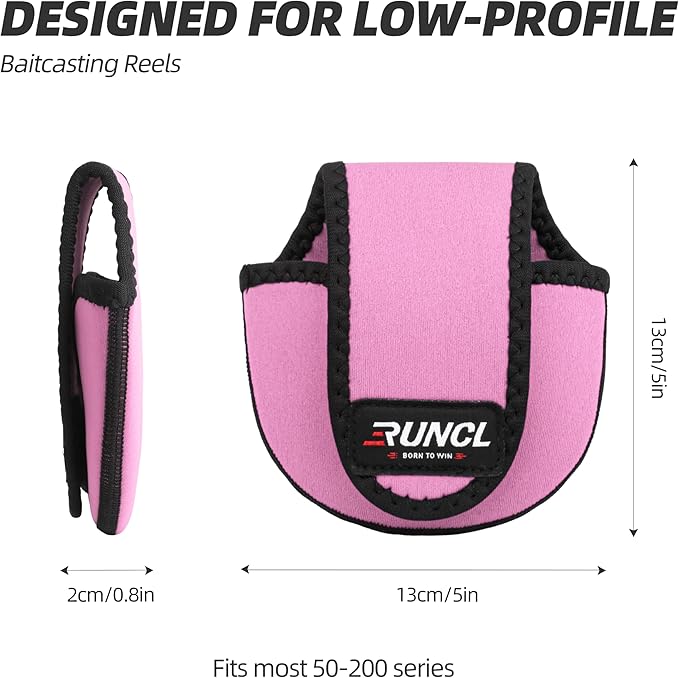 RUNCL Baitcasting Reel Bag – Protective Storage Pouch for Baitcasting Reels & Spinning Reels, Lightweight & Durable, Ideal for Freshwater & Saltwater Fishing Trips (pink& Black)