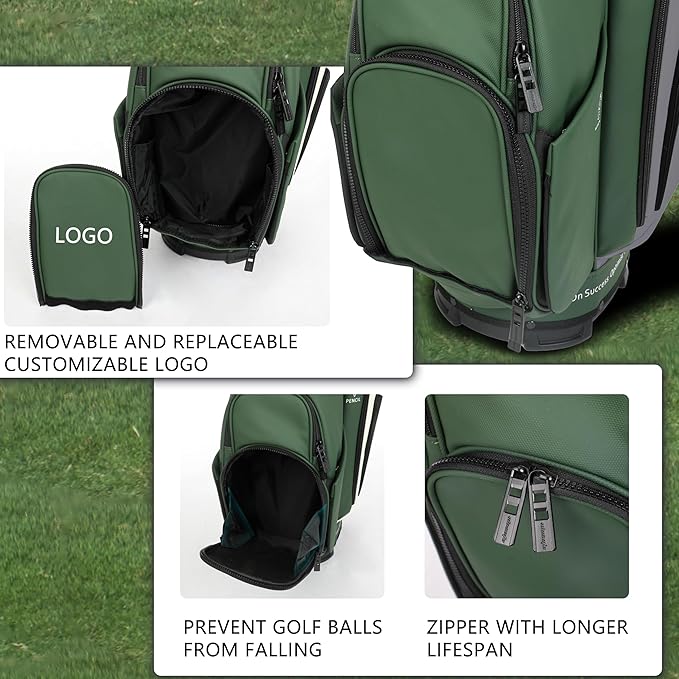 PU Leather Lightweight Men Women Blue White Black Green Golf Bag,Multiple 10 Pockets 14-Way Dividers Cooler Pouch Golf Cart Bag