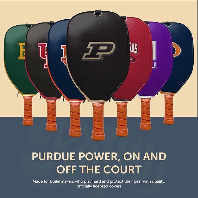 Officially Licensed Collegiate Pickleball Paddle Cover - Lightweight PU Leather Material - Durable Foam Interior Protection with Zippered Closure - Fits Most Paddles on the Market