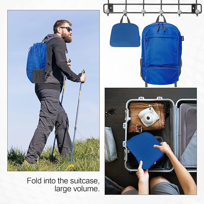 HOLYLUCK 20L lightweight packable Hiking Daypack Foldable Backpack for Men Women Small Travel Outdoor Foldable Shoulder Bag-blue
