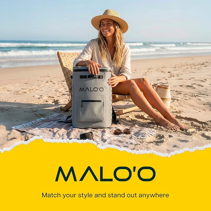 Malo'o Pro Adventure Insulated Backpack Cooler Holds 30 Cans for 48 Hours - Perfect for Camping, Hiking, Fishing, Kayaking, Sports, or Beach