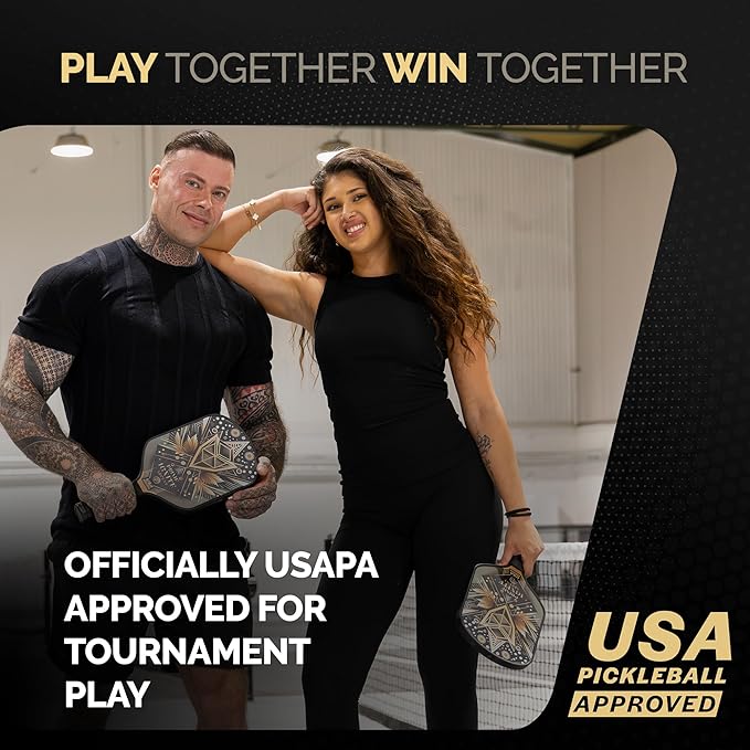 Ascent Pickleball Paddles Set of 2, USAPA Approved Lightweight Fiberglass Paddles, Includes 4 Balls, 2 Extra Grips, and Carrying Bag, Pickleball Rackets Gifts for Beginners & Pros