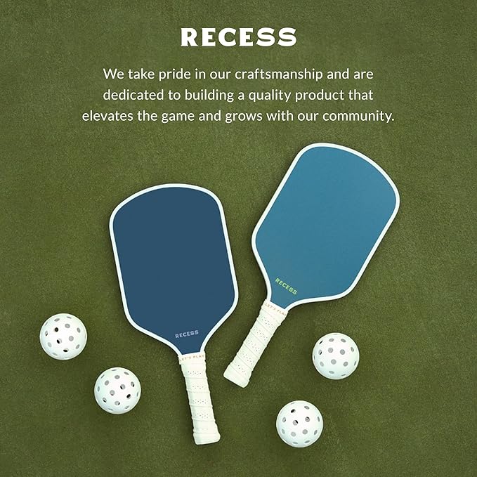 Recess Pickleball Starter Set of Premium Pickleball Paddles and Four (4) Pickle Balls - Lightweight, Honeycomb Core & Comfort Grip Handles - Perfect for Beginners