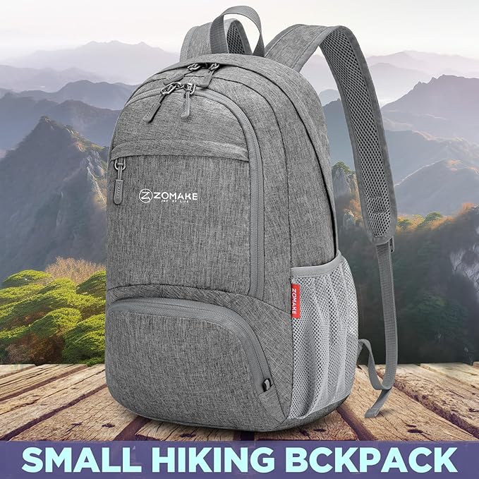 ZOMAKE Ultra Lightweight Packable Backpack 20L,Small Foldable Backpacks Hiking Water Resistant Collapsible Daypack for Women Men(Grey-B2)