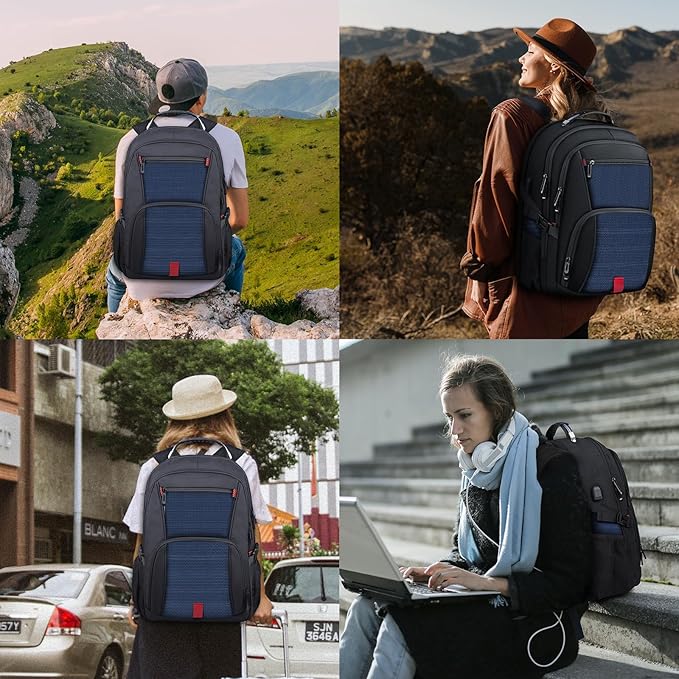 ANTERK Extra Large Backpack, Travel Laptop Backpack, Sturdy TSA Water Resistant 17.3 Inch Backpacks with USB Port, Anti Theft Business Computer Backpacks Gifts for Men Women, Blue