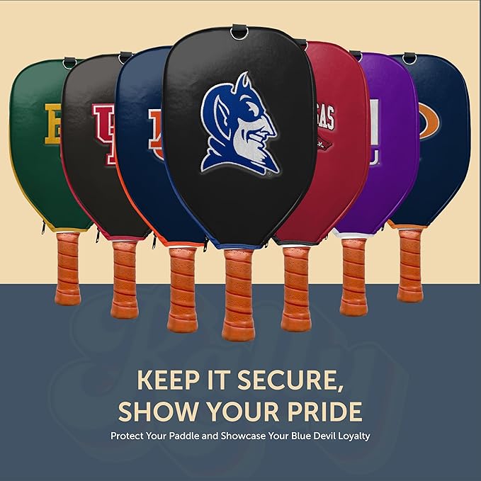 Officially Licensed Collegiate Pickleball Paddle Cover - Lightweight PU Leather Material - Durable Foam Interior Protection with Zippered Closure - Fits Most Paddles on the Market