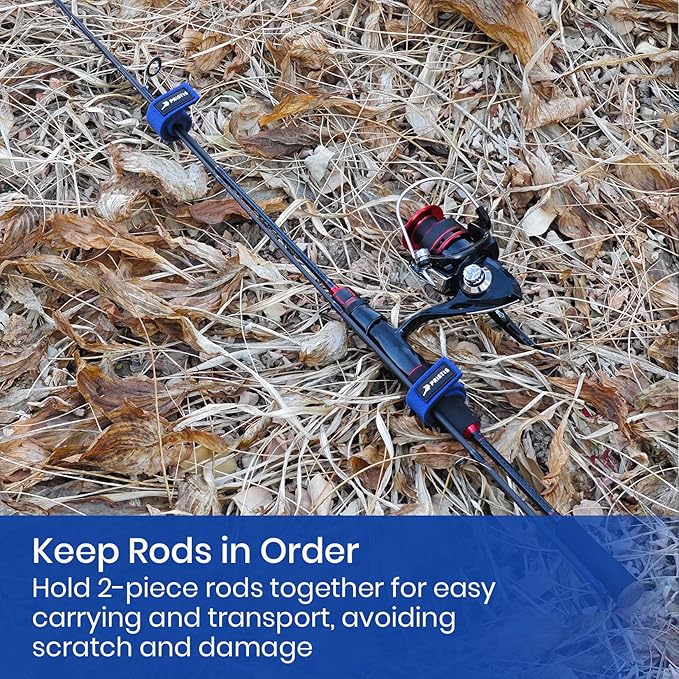 Pristis 6 pcs Fishing Rod Tie Wraps, Pole Twist Bungee Strap for Carrying, Rod Belt Band Holder for Spinning Casting Fly