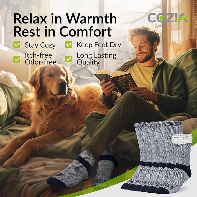 COZIA Merino Wool Socks for Men & Women Casual Warm Winter Cozy Thermal Socks