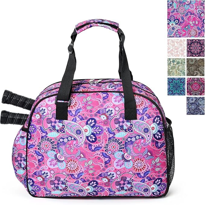 Boulder Bee Pickleball Bags, Premium Pickleball Tote Bag for Girls, Women’s Hand/Shoulder Gym Bag w Water Bottle Holder, with Pickleball Racquet/Paddle Holder
