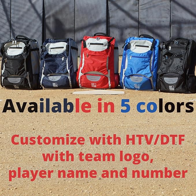 Baseball Backpack with Cleat/Shoe Pocket | Large Capacity | 19.5" T x 14" W x 7.5" D | Holds 4 Bats | External Helmet Storage | 3 Extra Zipper Pockets for Sunglasses, Seeds, Cell Phone (Navy/Gray)