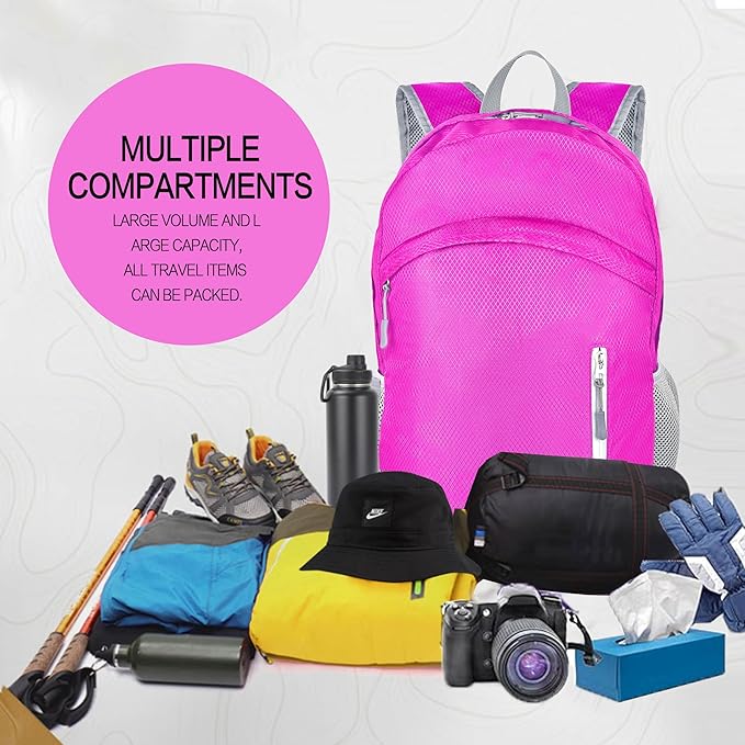 35L Waterproof Backpack Beach Foldable Lightweight Dry Wet Split Hiking Backpack Men Women Hot Pink
