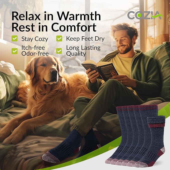 COZIA Merino Wool Socks for Men & Women Casual Warm Winter Cozy Thermal Socks