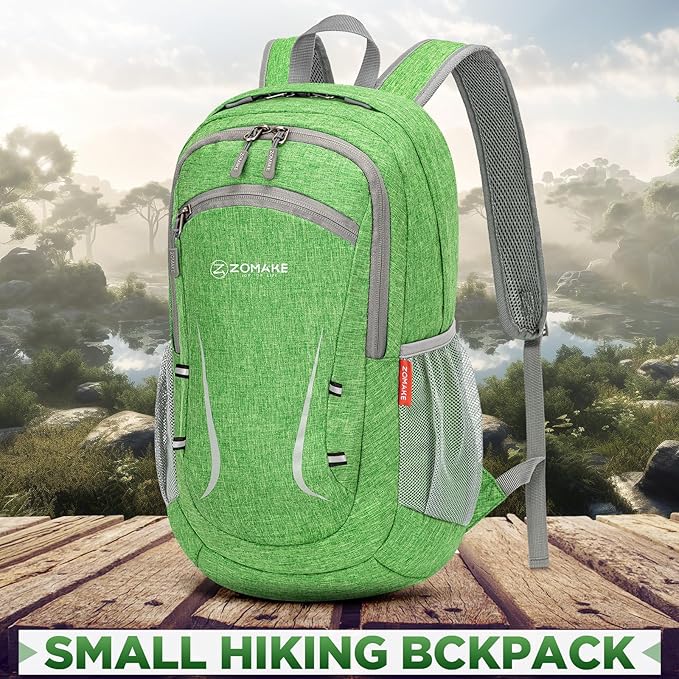 ZOMAKE Ultra Lightweight Packable Backpack 20L,Small Foldable Backpacks Hiking Water Resistant Collapsible Daypack for Women Men(Dark Green-A2)