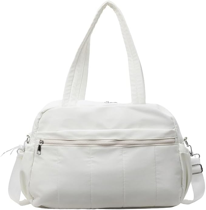 Gym Bag Sport Duffel Overnight Weekender Travel Bag with wet pocket and shoe pocket M05 White