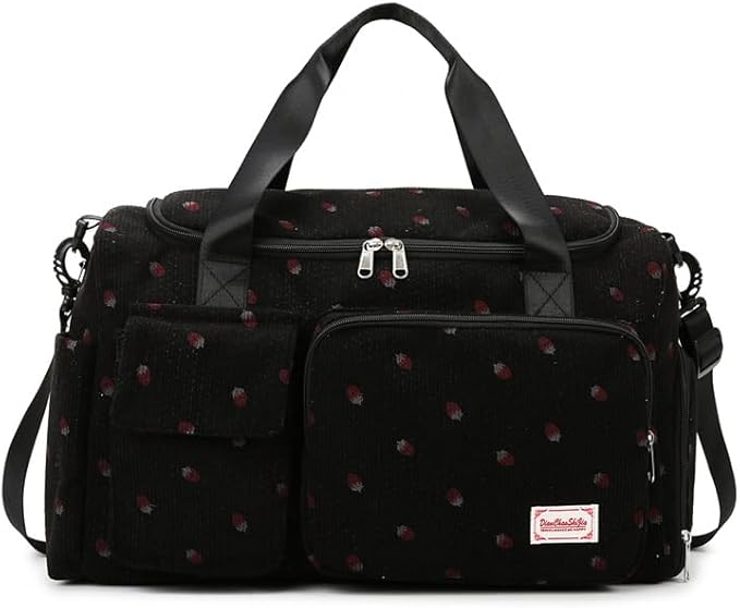 Gym Bag Sport Duffel Overnight Weekender Travel Bag with wet pocket and shoe pocket K02 Black