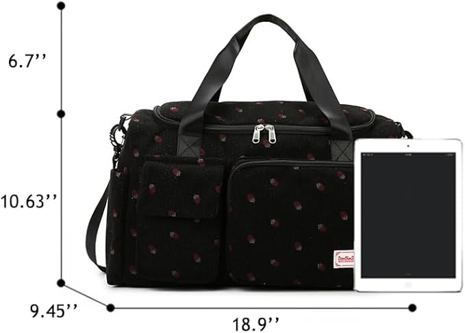 Gym Bag Sport Duffel Overnight Weekender Travel Bag with wet pocket and shoe pocket K02 Black