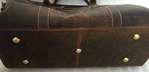 KomalC 24 Inch Leather Duffle Bags for Men and Women Travel Overnight Weekend Bag Sports Gym Duffel for Men