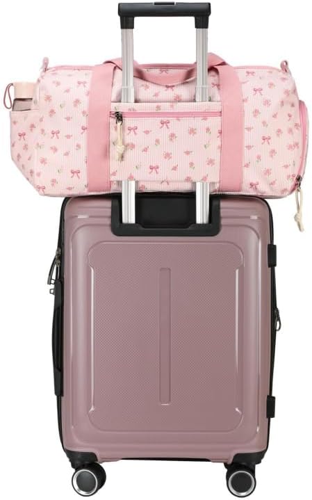 BTOOP Duffle Bag for Gym Sports Women Girls Workout Travel Bag Weekender with Shoe Compartment and Wet Pocket