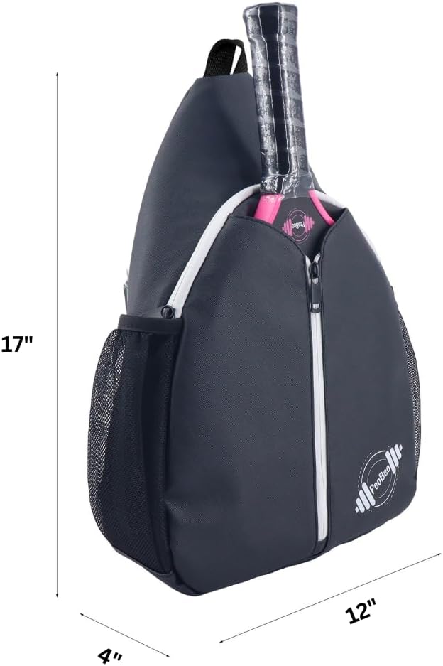 Designer Pickleball Paddle Pu Leather Bag, Stylish and Versatile Crossbody Backpack for Pickleball, Tennis, Racketball and Travel, Adjustable Sling Shoulder Sports Bag with Fence Hook for Men & Women