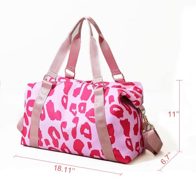 Weekender Duffel Sport Gym Bag Overnight Travel duffle Bags with Wet Pocket-Cow Print Pink