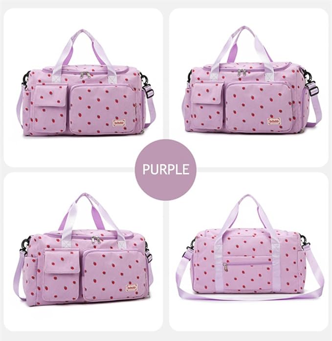 Gym Bag Sport Duffel Overnight Weekender Travel Bag with wet pocket and shoe pocket K05 Purple