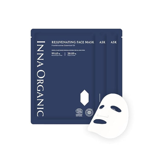 INNA ORGANIC Sheet Mask - Anti-aging & Tightening｜EWG & COSMOS certified (Pack of 3) | Frankincense Essential Oils Infused Skin Care | Luxury Clean Beauty