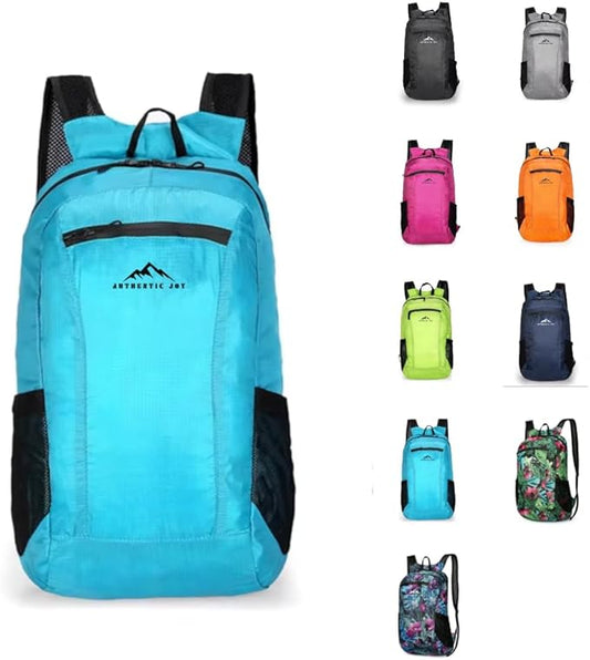 Authentic Joy 20L Water Resistant Lightweight Hiking Daypack, Packable Backpack, Multiple Colors (Lake Blue)