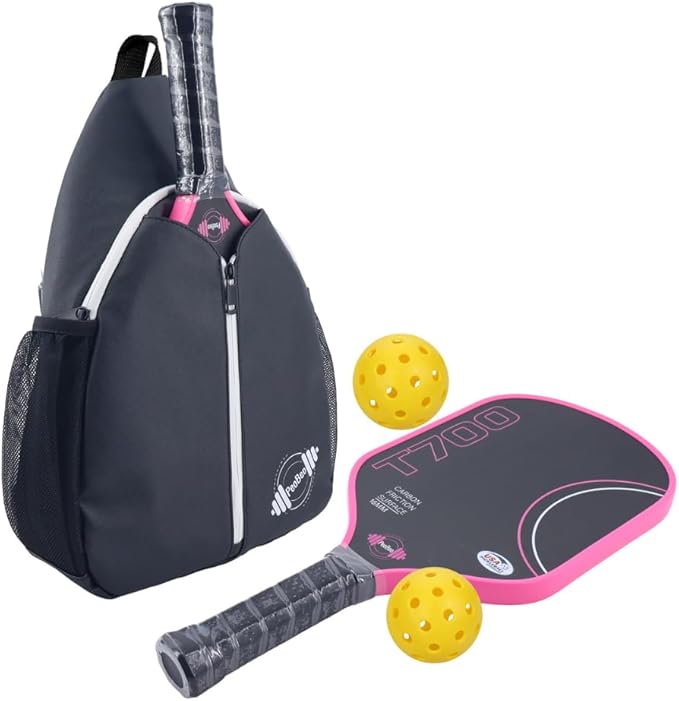 Designer Pickleball Paddle Pu Leather Bag, Stylish and Versatile Crossbody Backpack for Pickleball, Tennis, Racketball and Travel, Adjustable Sling Shoulder Sports Bag with Fence Hook for Men & Women