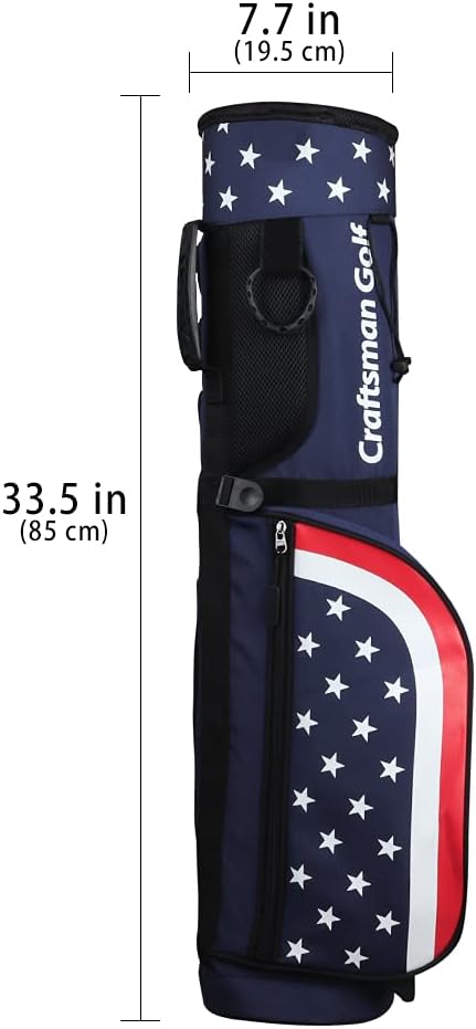 Craftsman Golf Star and Stripes Red White Blue Lightweight Easy Carry Shoulder Sunday Range Golf Bag