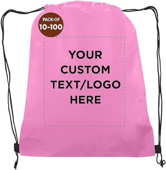 DISCOUNT PROMOS Custom Non-Woven Drawstring Backpacks Set of 10/50/100, Personalized Bulk Pack