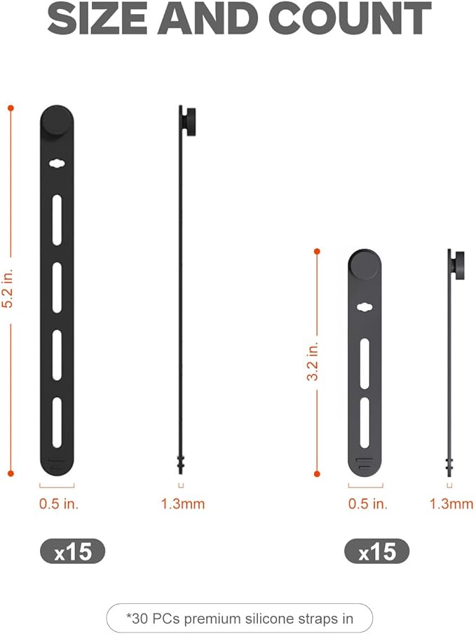 Silicone Fishing Rod Ties Belt Straps (30/50 Pack) – Lightweight, Durable, Reusable Rubber Bands Belts for Pole Storage