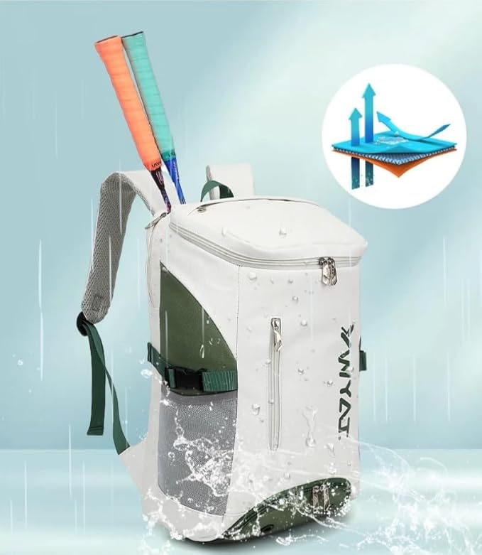 Badminton Tennis Backpack with Shoe Compartment,Racket Holder, Large Capacity Sports Bag for Tennis, Badminton, Pickleball, Squash
